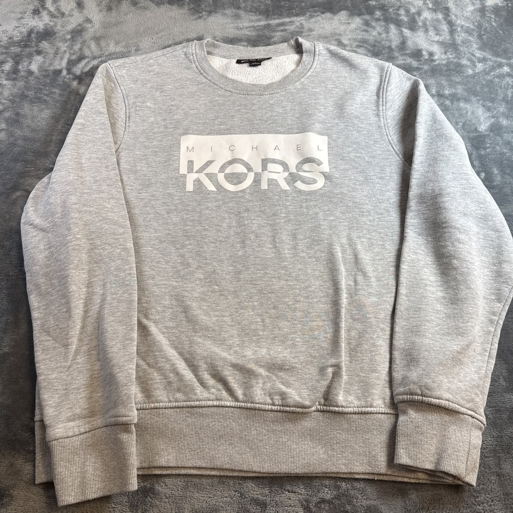 Michael Kors Mens Logo Grey Long Sleeve Sweatshirt Size Large Crewneck Pullover